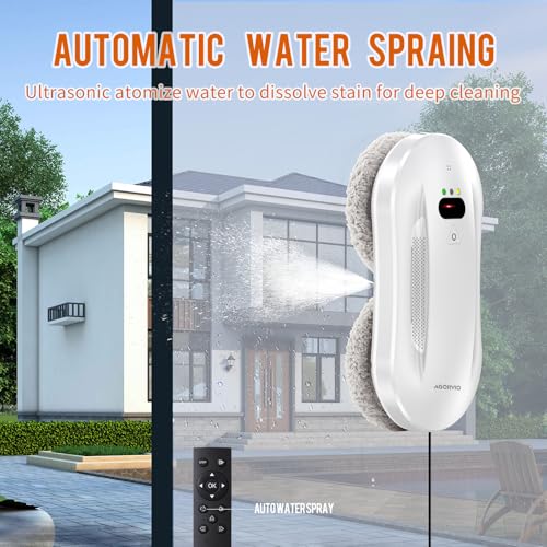AGORVIO Window Cleaning Robot with Long life BLDC Motor,Window Robot Cleaner with Automatic Water Spray,Remote Control,Window Washer Robot for Interior/Exterior Highrise Windows