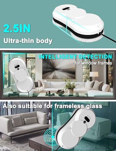 Sophinique Window Cleaning Robot Window Robot Vacuum Cleaner Outdoor Window Cleaner Tool Window Cleaner Robot with Dual Spray HCR-18 Window Vacuum Robot Window Cleaner
