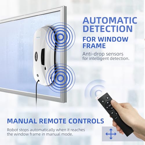 AlfaBot Window Cleaning Robot with Dual Water Spray, X7 Robot Window Cleaner with Double-Side Water Spray 50ml Water Tank, Smart Window Vacuum for Interior/Exterior Highrise Windows