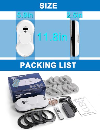 Sophinique Window Cleaning Robot Window Robot Vacuum Cleaner Outdoor Window Cleaner Tool Window Cleaner Robot with Dual Spray HCR-18 Window Vacuum Robot Window Cleaner