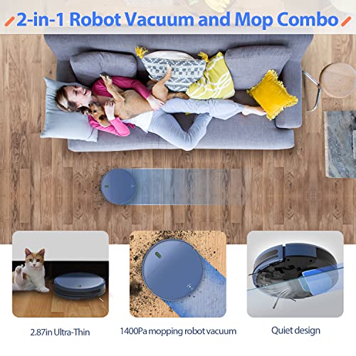 ZCWA Robot Vacuum and Mop Combo, Robot Vacuum Cleaner and Smart Robotic Vacuums Compatible with WiFi/APP/Alexa, Mopping System Scheduling for Pet Hair, Hard-Floor and Carpet