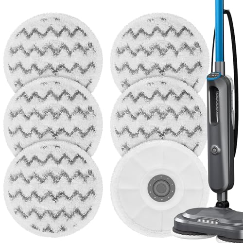PIGUOAT 6 Pack 3897A Pads Fit for Bissell SpinWave SmartSteam Scrubbing Steam Mop Cleaner 3897A Rotating Mop Pads 3712 3712W, Part No 1641112(6 Scrub Mop)