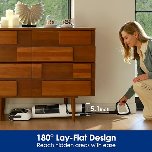 Tineco Floor ONE Stretch S6 Cordless Wet Dry Vacuum Cleaner, 180°Lay-Flat Smart Vacuum Mop, 5.1 inch Compact Design, 158℉ Flashdry Self-Cleaning in 5min, Long Runtime, Triple-Sided Edge Cleaning