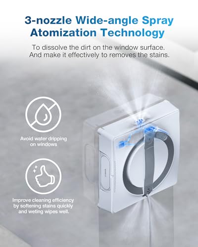 ECOVACS Winbot W2 OMNI Potable Window Cleaning Robot, Intelligent Cleaning with Three-nozzle Wide-angle Spray Technology, Win SLAM 4.0 Path Planning, Deep Edge Cleaning, 5500Pa Suction Power