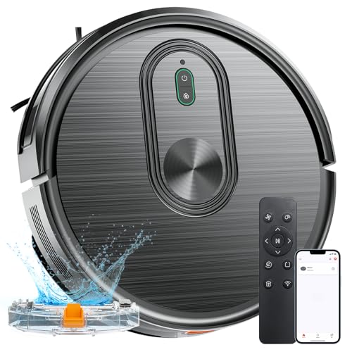 Robot Vacuum and Mop Combo, 2 in 1 Mopping Robotic Vacuum with Schedule, App/Bluetooth/Voice, Max Suction 3200Pa, Self-Charging Robot Vacuum Cleaner, Slim, Ideal for Pet Hair, Hard Floor, Carpet
