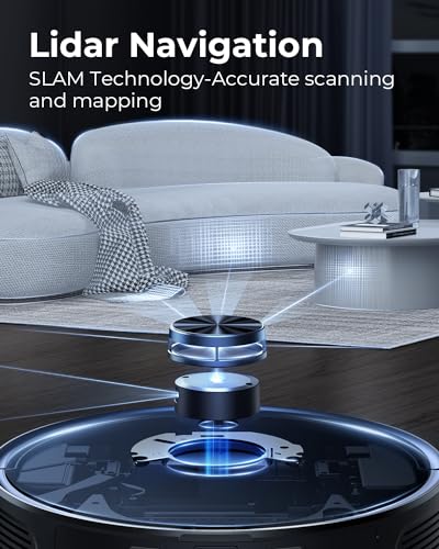 Laresar Robot Vacuum and Mop Combo,4000Pa Robotic Vacuum Cleaner with 3.5L Self Emptying Station,3 in 1 Robot Vacuum with Lidar Navigation,Smart App Control,for Pet Hair/Floors/Carpets(L6 Pro), Black