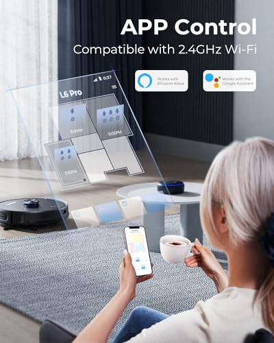 Laresar Robot Vacuum and Mop Combo,4000Pa Robotic Vacuum Cleaner with 3.5L Self Emptying Station,3 in 1 Robot Vacuum with Lidar Navigation,Smart App Control,for Pet Hair/Floors/Carpets(L6 Pro), Black