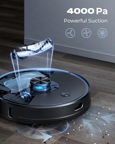 Laresar Robot Vacuum and Mop Combo,4000Pa Robotic Vacuum Cleaner with 3.5L Self Emptying Station,3 in 1 Robot Vacuum with Lidar Navigation,Smart App Control,for Pet Hair/Floors/Carpets(L6 Pro), Black
