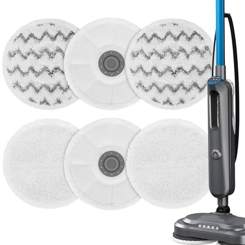 PIGUOAT 6 Pack 3897A Pads Fit for Bissell 3897A SpinWave SmartSteam Scrubbing Steam Mop Cleaner(3 Scrub and 3 Soft)