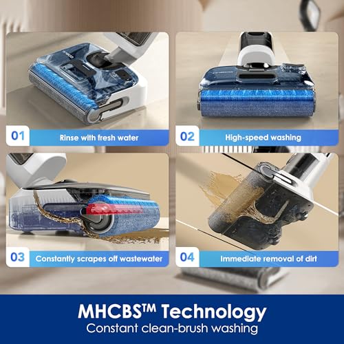 Tineco Floor ONE Stretch S6 Cordless Wet Dry Vacuum Cleaner, 180°Lay-Flat Smart Vacuum Mop, 5.1 inch Compact Design, 158℉ Flashdry Self-Cleaning in 5min, Long Runtime, Triple-Sided Edge Cleaning