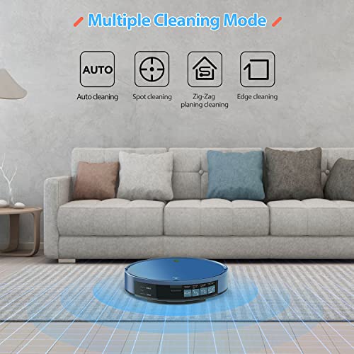 ZCWA Robot Vacuum and Mop Combo, Robot Vacuum Cleaner and Smart Robotic Vacuums Compatible with WiFi/APP/Alexa, Mopping System Scheduling for Pet Hair, Hard-Floor and Carpet(Royal-Blue)