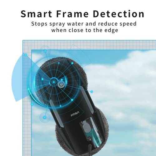 FMART T9 Pro Window Cleaning Robot - 3800PA, Ultrasonic Water Spray, AI Path Planning, AI Edge Detection Window Cleaner Robot with Remote Control & 10 Cloths - Deep Clean Windows, Tiles, Glass Doors