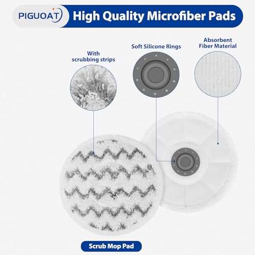 PIGUOAT 6 Pack 3897A Pads Fit for Bissell SpinWave SmartSteam Scrubbing Steam Mop Cleaner 3897A Rotating Mop Pads 3712 3712W, Part No 1641112(6 Scrub Mop)