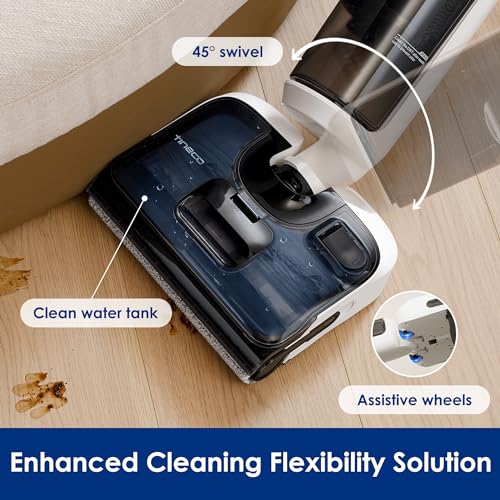 Tineco Floor ONE Stretch S6 Cordless Wet Dry Vacuum Cleaner, 180°Lay-Flat Smart Vacuum Mop, 5.1 inch Compact Design, 158℉ Flashdry Self-Cleaning in 5min, Long Runtime, Triple-Sided Edge Cleaning