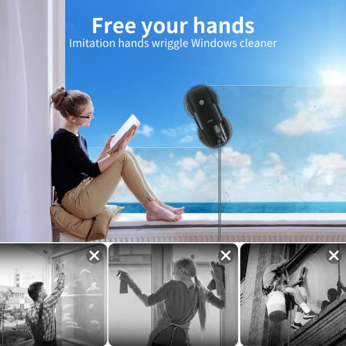 FMART T9 Pro Window Cleaning Robot - 3800PA, Ultrasonic Water Spray, AI Path Planning, AI Edge Detection Window Cleaner Robot with Remote Control & 10 Cloths - Deep Clean Windows, Tiles, Glass Doors