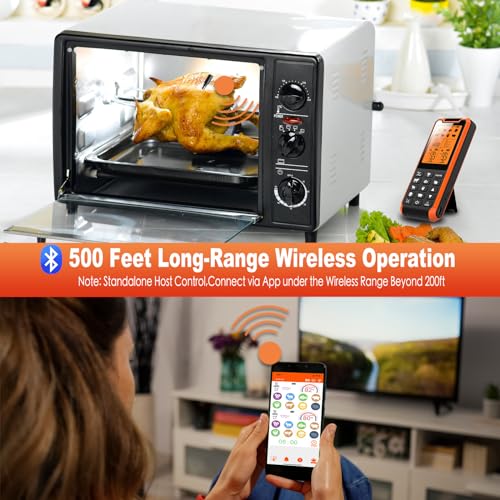 VACUUM SEALERS UNLIMITED Smart Bluetooth Meat Thermometer - Long Range Wireless Food Thermometer, Temp Monitor with Dual Probes for BBQ, Oven, Grill & Smoker-Effortless Steak, Pork, and Turkey Cooking