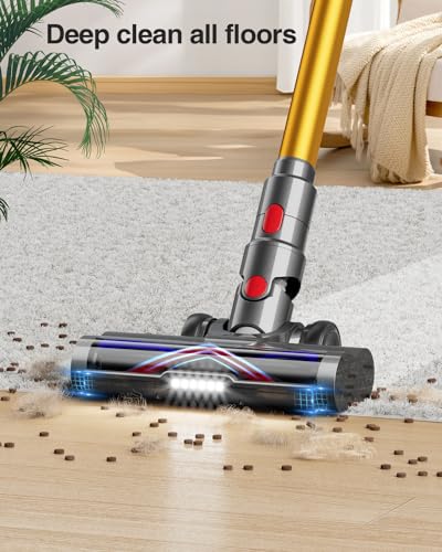 Cordless Vacuum Cleaner, 550W/45Kpa Stick Vacuum with Touch Screen, Max 55 Mins Runtime, Wireless Vacuum Cleaners for Home, Anti-tangle Brush, Lightweight Vacuum for Pet Hair/Hardwood Floor/Carpet