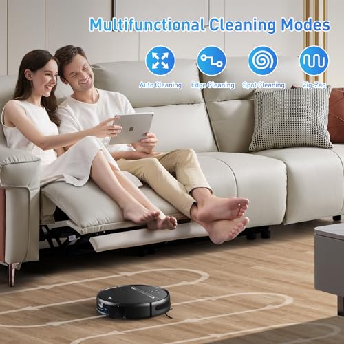 MANVN Robot Vacuum and Mop Combo, Robot Vacuum with Wi-Fi/APP/Alexa, Self-Charging Robot Vacuum and Mop Ultra Slim Quiet, Ideal for Hard Floor Pet Hair and Daily Cleaning