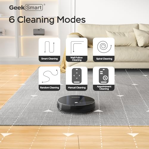 Geek Smart Robot Vacuum Cleaner G6, 1800 Pa Suction, Super-Thin, Cleans Hard Floor to Carpet