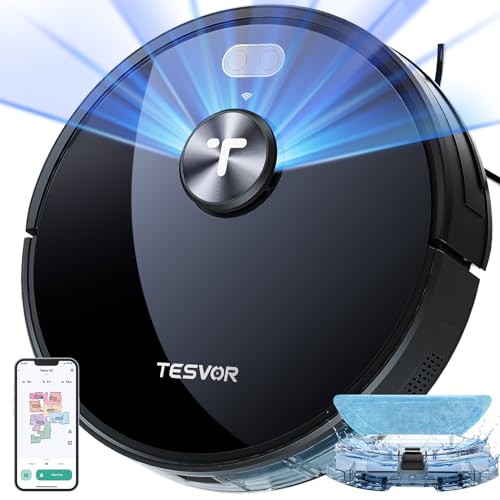 Tesvor S5 Robot Vacuum and Mop,3000Pa Suction,180Mins Max LiDAR Navigation,Robotic Vacuum Cleaner,WiFi/App/Alexa Self-Charging,Ideal for Pet Hair, Carpet, Hard Floor (S5)