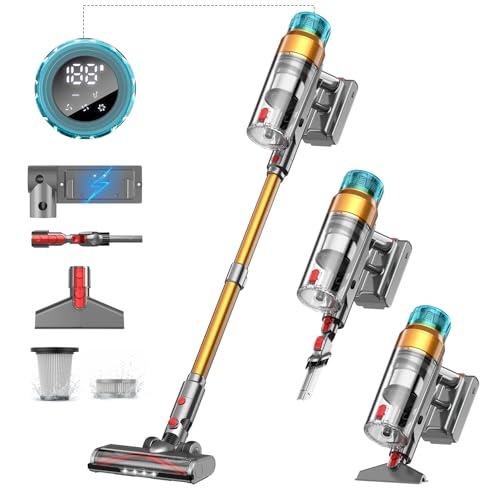 50Kpa Cordless Vacuum Cleaner,500W Stick Vacuum,Up to 55Mins, Vacuum Cleaners for Home Rechargeable Wall Mount OLED Color Screen Anti-tangled Vacuum for Car,Hardwood Floor,Carpets,Pet Hair EHBL