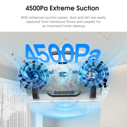 VIPSUN Robot Vacuum and Mop Cleaner with 4500Pa Suction, Advanced 3D Obstacle Avoidance, Next-generation Smart APP & Voice Control Robotic Vacuum, Automatic Aspirdora for Home Hard Floor, Pet Hair