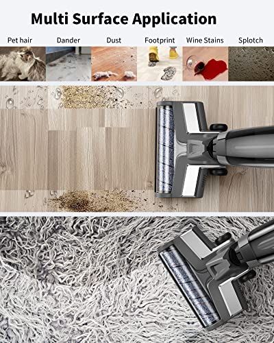 Stealth ECVP01 Cordless Wet Dry Vacuum Cleaner, Smart Vacuum Mop with Self-Cleaning Detachable Battery for Hard Floor Area Rugs Carpet, LCD Display, 30min Runtime, Voice Prompt
