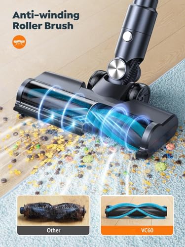 Cordless Vacuum Cleaner, 38Kpa 450W Stick Vacuum with Aromatherapy Design, Vacuum Cleaners for Home LED Smart Animation Display, Wireless Vacuum for Pet Hair/Carpet/Hard Floor, Blue