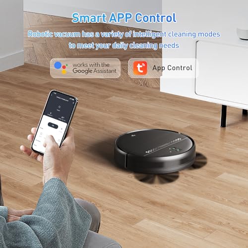 MANVN Robot Vacuum and Mop Combo, Robot Vacuum with Wi-Fi/APP/Alexa, Self-Charging Robot Vacuum and Mop Ultra Slim Quiet, Ideal for Hard Floor Pet Hair and Daily Cleaning