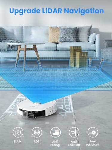 HONITURE Robot Vacuum and Mop Combo,Q6 Pro Robot Vacuum Cleaner with Self-Emptying,4000pa Max Suction Laser Navigator Robotic Vacuum with Smart Mapping,250 Mins Run-Time,App Control,Ideal for Pet Hair