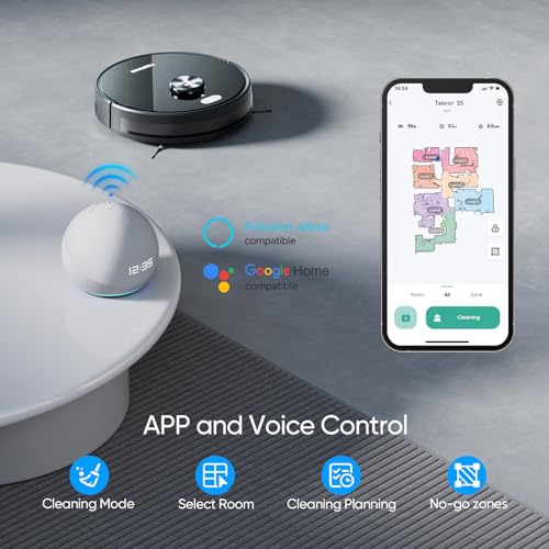 Tesvor S5 Robot Vacuum and Mop,3000Pa Suction,180Mins Max LiDAR Navigation,Robotic Vacuum Cleaner,WiFi/App/Alexa Self-Charging,Ideal for Pet Hair, Carpet, Hard Floor (S5)