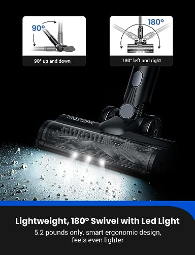 Proscenic Vacuum Cleaners for Home, P11 Mopping Wet Dry Cordless Vacuum and Mop Combo all in one,High Suction Lightweight Stick Vacuum with LED Display,Long Runtime Ease of use vacuum for Pet Hair