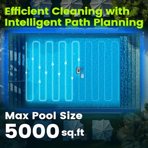 Degrii Robotic Pool Cleaner, 2024 Cordless Robotic Pool Vacuum with Smart Navigation, Wall & Waterline Cleaning, App Control, 3.5H Runtime, for Inground/above Ground Pools up to 5,000 Sq Ft