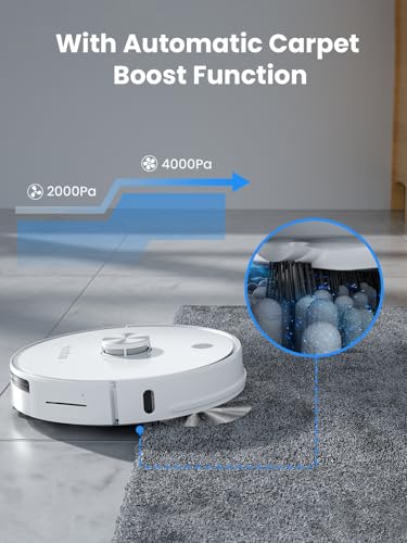 HONITURE Robot Vacuum and Mop Combo,Q6 Pro Robot Vacuum Cleaner with Self-Emptying,4000pa Max Suction Laser Navigator Robotic Vacuum with Smart Mapping,250 Mins Run-Time,App Control,Ideal for Pet Hair