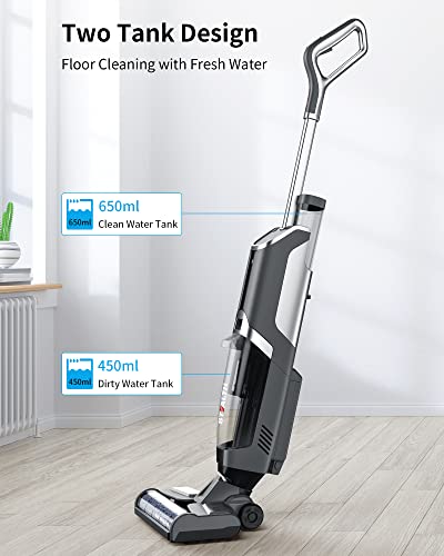 Stealth ECVP01 Cordless Wet Dry Vacuum Cleaner, Smart Vacuum Mop with Self-Cleaning Detachable Battery for Hard Floor Area Rugs Carpet, LCD Display, 30min Runtime, Voice Prompt