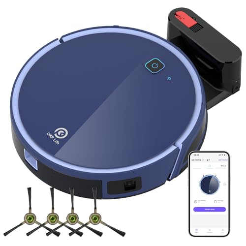 OKP Life Robot Vacuum Cleaner, Strong Suction Alexa Robot, Schedule Cleaning, Precise Obstacle Detection, Smart Self Charging Robotic Vacuums, Ideal for Home, Pet Hair, Hard Floors, Low-Pile Carpets