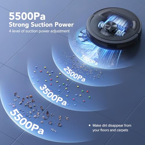 Lubluelu Robot Vacuum and Mop 5500Pa, L20 Robot Vacuum Cleaner, LiDAR Navigation, Smart Mapping, 30 No-go Zones,WiFi/App/Alexa, 3 in 1 Robotic Vacuum for Pet Hair,Hard Floor,Carpet