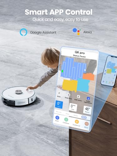 HONITURE Robot Vacuum and Mop Combo,Q6 Pro Robot Vacuum Cleaner with Self-Emptying,4000pa Max Suction Laser Navigator Robotic Vacuum with Smart Mapping,250 Mins Run-Time,App Control,Ideal for Pet Hair