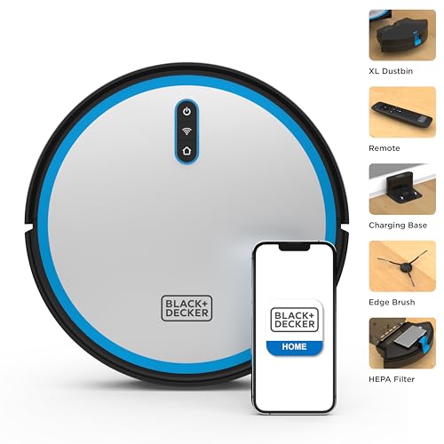 BLACK+DECKER Roboseries Robot Vacuum - 2000Pa Suction, Smart Mapping, App & Remote Control, 120 Min Runtime, Self-Charging, Works with Alexa, Perfect for Hard Floors, Carpets, Pet Hair, Low Carpet