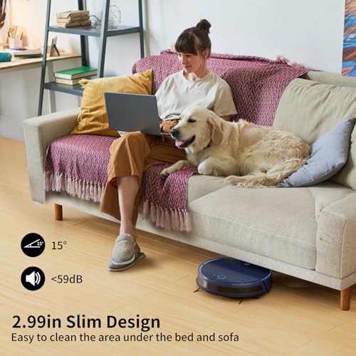 OKP Life Robot Vacuum Cleaner, Strong Suction Alexa Robot, Schedule Cleaning, Precise Obstacle Detection, Smart Self Charging Robotic Vacuums, Ideal for Home, Pet Hair, Hard Floors, Low-Pile Carpets