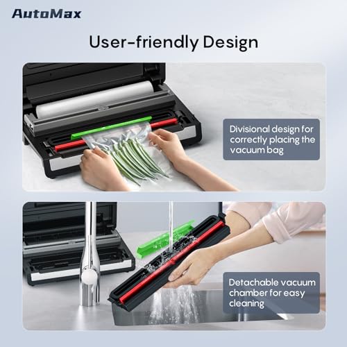 FRESKO Fully Automatic Vacuum Sealer Machine, 140 Watts, Hands-Free Food Sealer with Smart Bag, Dry/Moist Food Detection, 2 Rolls Bag, Built-in Cutter and Bag Storage (AutoMax V8)