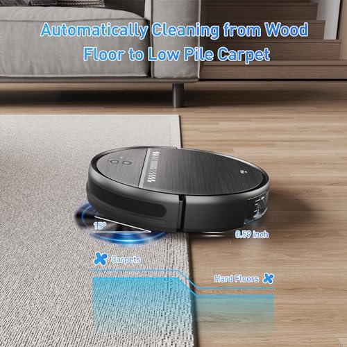 MANVN Robot Vacuum and Mop Combo, Robot Vacuum with Wi-Fi/APP/Alexa, Self-Charging Robot Vacuum and Mop Ultra Slim Quiet, Ideal for Hard Floor Pet Hair and Daily Cleaning
