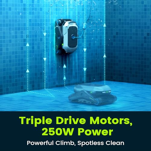Degrii Robotic Pool Cleaner, 2024 Cordless Robotic Pool Vacuum with Smart Navigation, Wall & Waterline Cleaning, App Control, 3.5H Runtime, for Inground/above Ground Pools up to 5,000 Sq Ft
