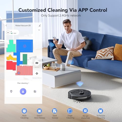 Lubluelu Robot Vacuum and Mop 5500Pa, L20 Robot Vacuum Cleaner, LiDAR Navigation, Smart Mapping, 30 No-go Zones,WiFi/App/Alexa, 3 in 1 Robotic Vacuum for Pet Hair,Hard Floor,Carpet