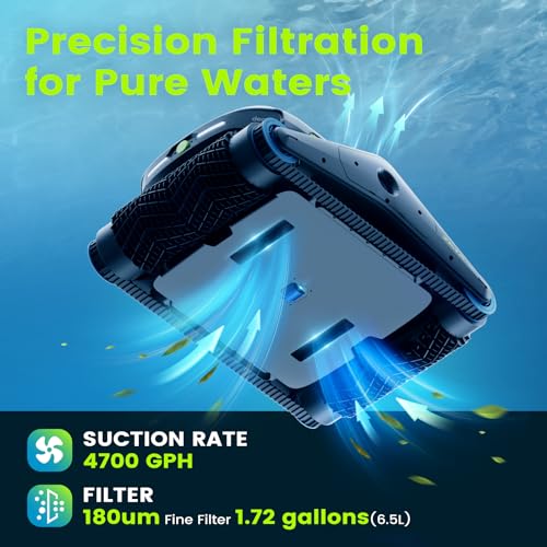 Degrii Robotic Pool Cleaner, 2024 Cordless Robotic Pool Vacuum with Smart Navigation, Wall & Waterline Cleaning, App Control, 3.5H Runtime, for Inground/above Ground Pools up to 5,000 Sq Ft