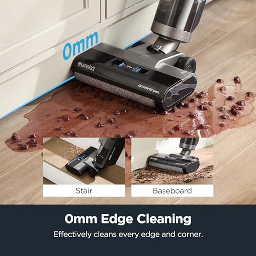 Eureka RapidWash Cordless Wet Dry Vacuum Mop Self Cleaning Smart Cleaner for Carpet Hard Floors Sticky Messes Pet Hair, NEW430BL, Black
