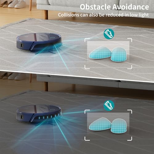 OKP Life Robot Vacuum Cleaner, Strong Suction Alexa Robot, Schedule Cleaning, Precise Obstacle Detection, Smart Self Charging Robotic Vacuums, Ideal for Home, Pet Hair, Hard Floors, Low-Pile Carpets