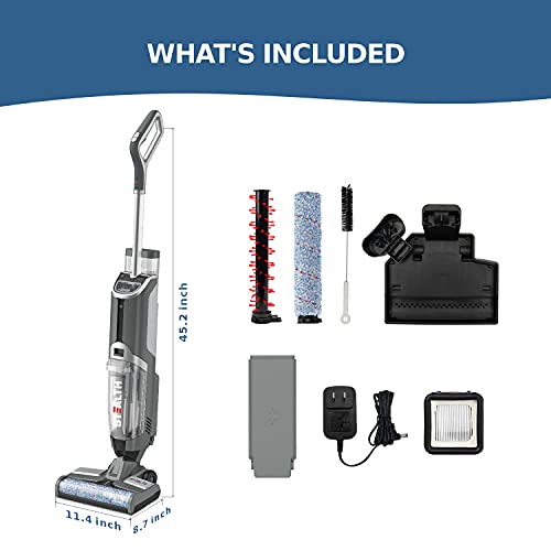 Stealth ECVP01 Cordless Wet Dry Vacuum Cleaner, Smart Vacuum Mop with Self-Cleaning Detachable Battery for Hard Floor Area Rugs Carpet, LCD Display, 30min Runtime, Voice Prompt