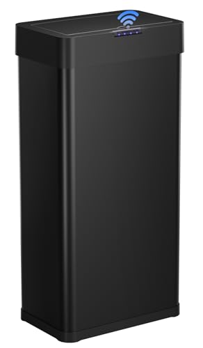 Arlopu 21.1 Gallon Automatic Trash Can,Sensor Motion Stainless Steel Garbage Bin, Touchless Smart Waste Bin, W/Stay-Open, Soft Close Lid, Display Light for Kithchen, Living Room, Office (21.1gal)
