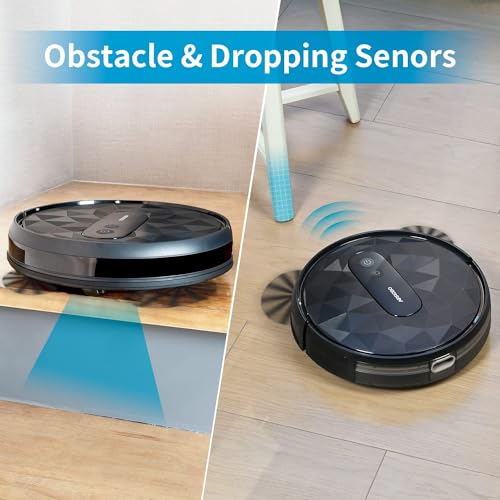 AIRROBO Robot Vacuum Cleaner - Robotic Vacuums with 2800Pa Suction Power, Ideal for Pet Hair, Hard Floors, and Low Carpets - Self-Charging, App Control - 120 Minutes Runtime.